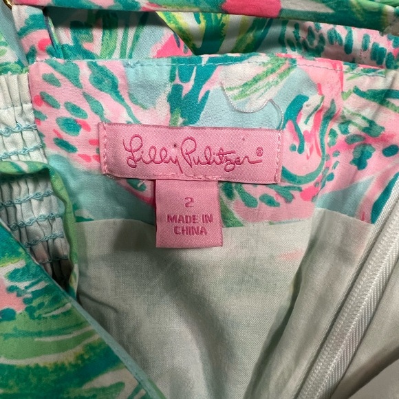 Lily Pulitzer Pink and Green Tropical Dress-size 2 - Picture 8 of 9